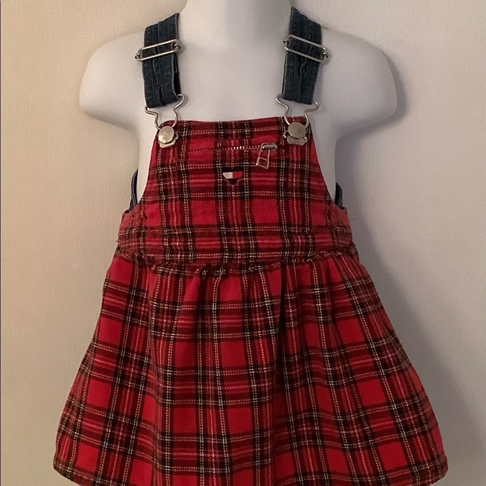 🤑Tommy Hilfiger denim/plaid jumper. Size 6-12M